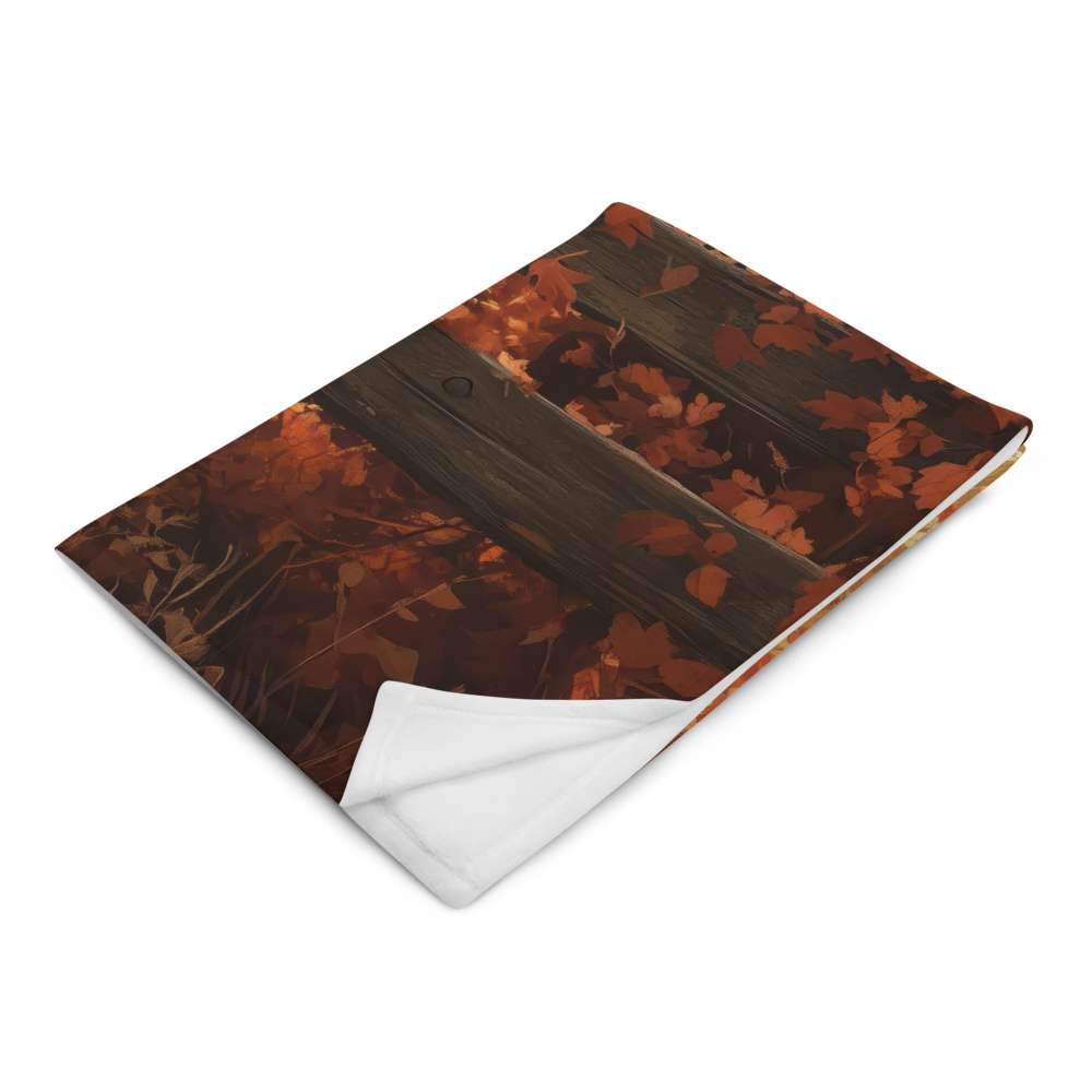 Blanket showcasing three elegant horses standing behind a rustic wooden fence