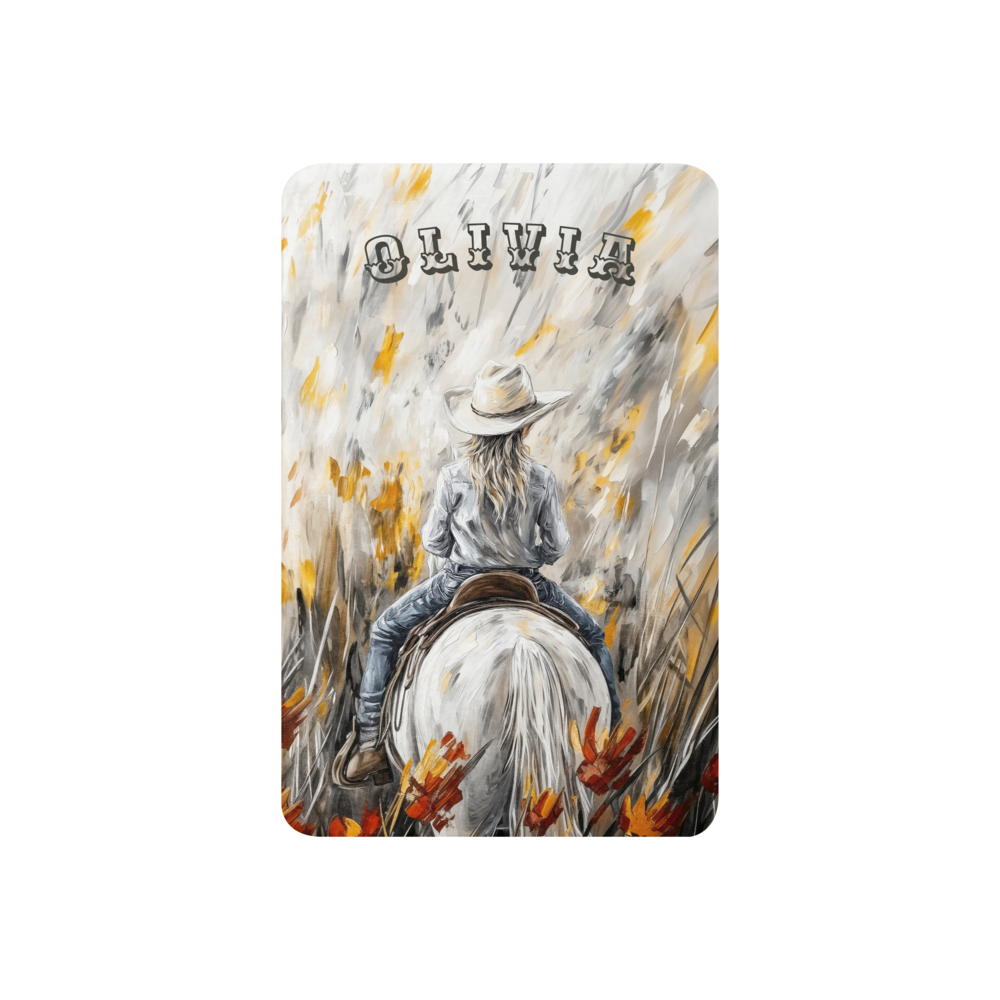 Personalized Western Cowgirl Blanket - Stunning Wildflower Horse Art
