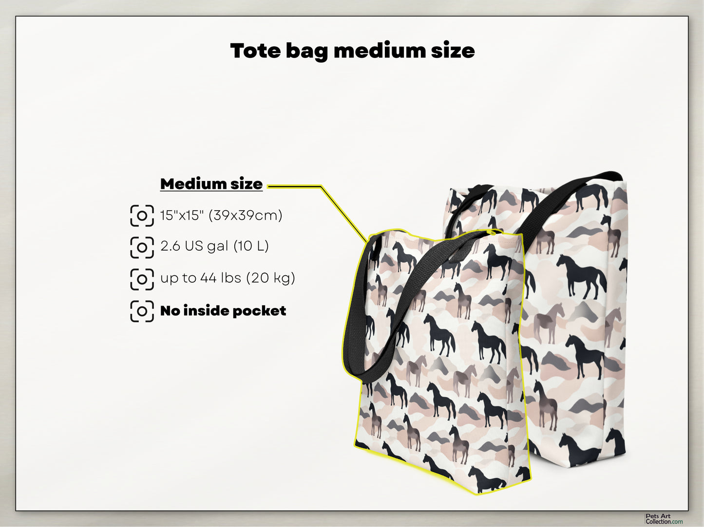 Medium size Tote Bag / Beach bag for Horse lover