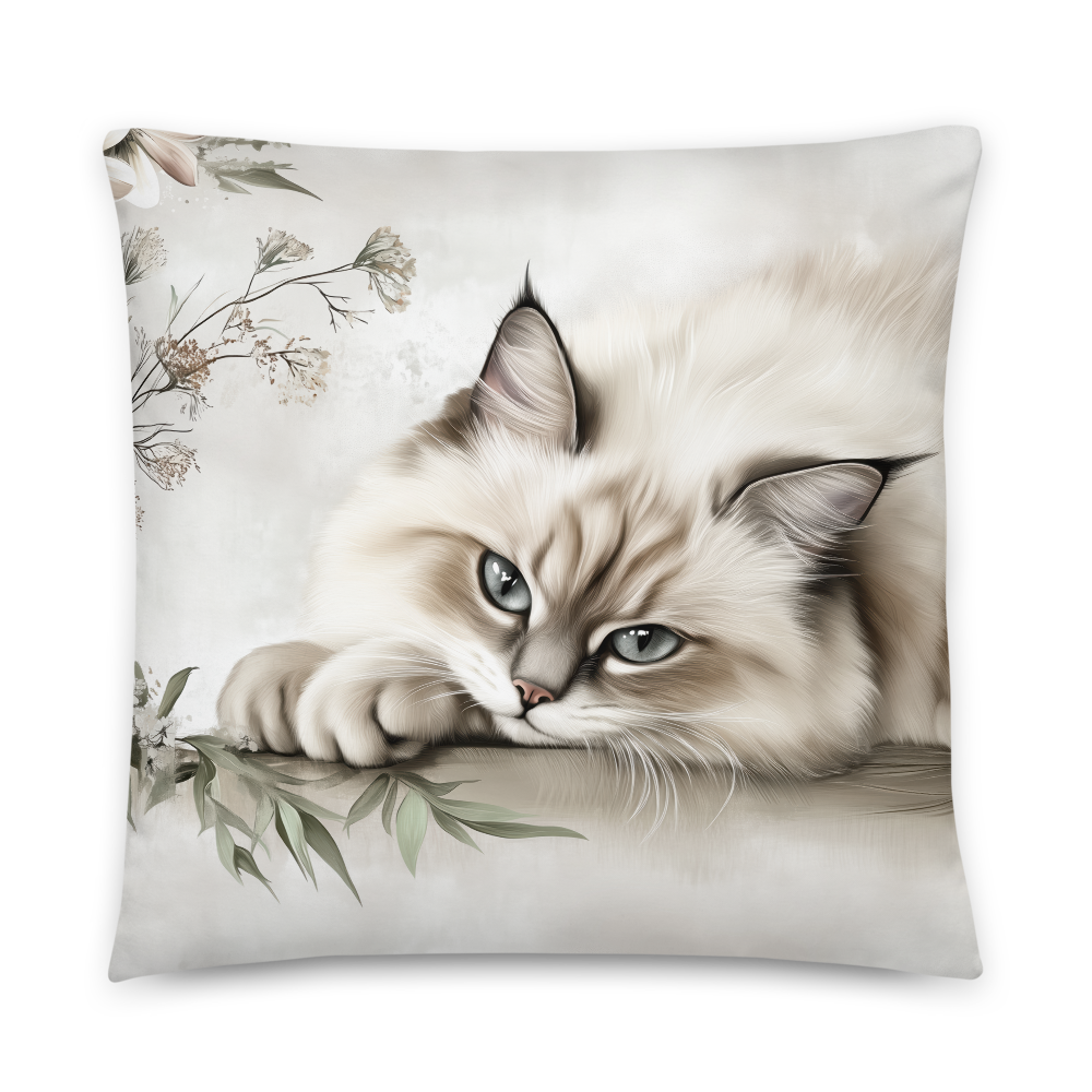 Throw Pillow - Elegant Fluffy Ragdoll Cat