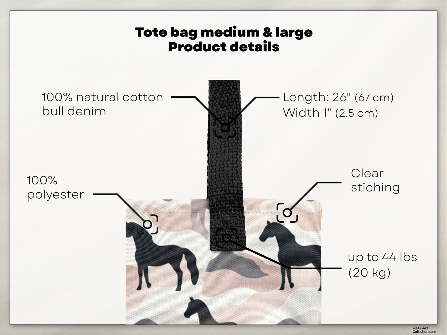 Large Tote Bag / Beach bag for Horse lover