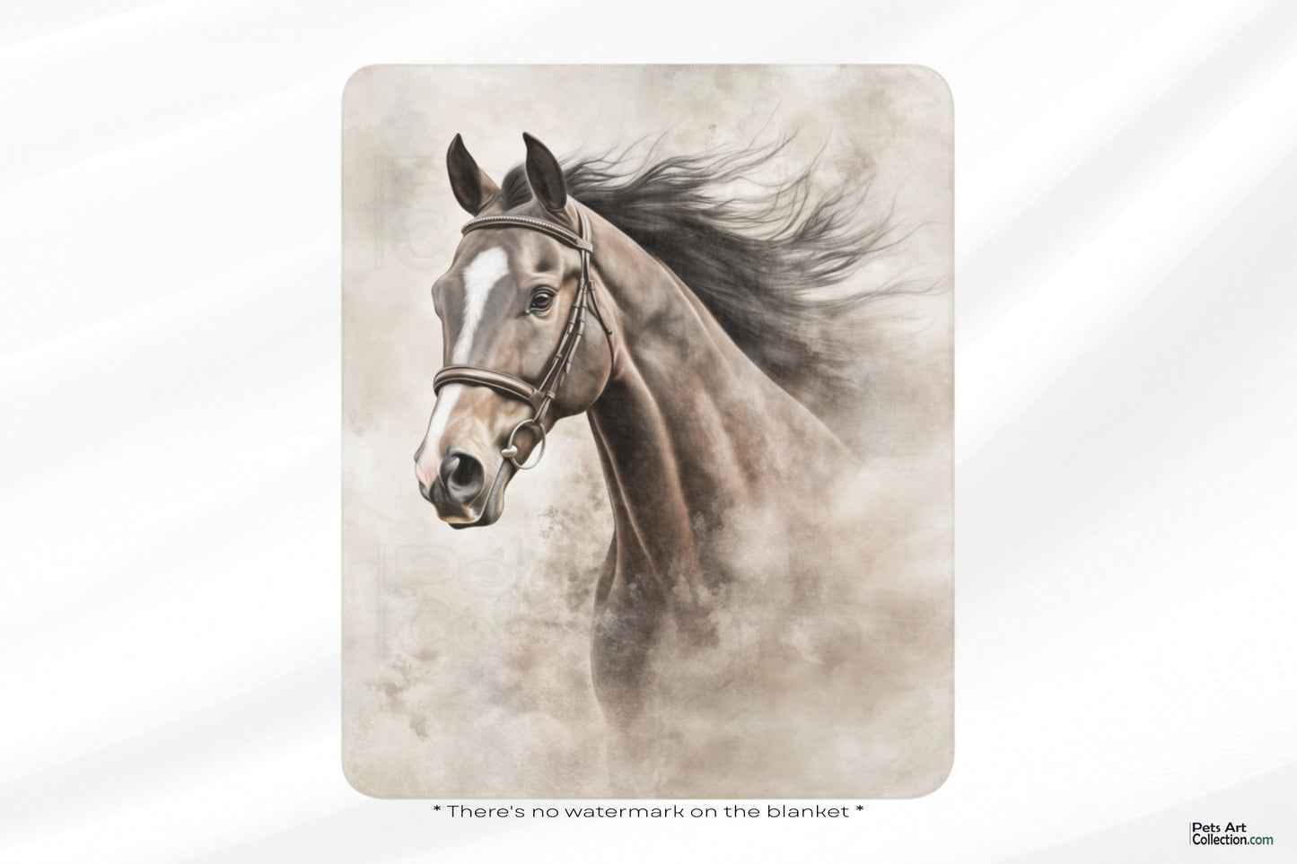 Thoroughbred Horse in the Wind - Sherpa Blanket | Horse Art