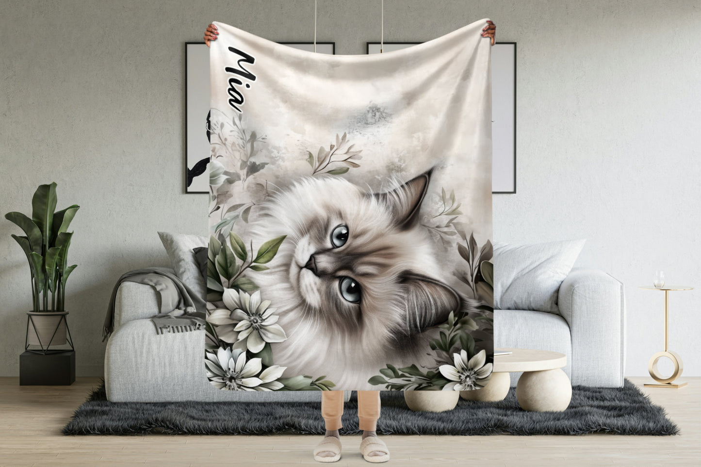Personalizable Ragdoll cat Blanket | Sherpa & Throw Blanket for Cat Art Lovers