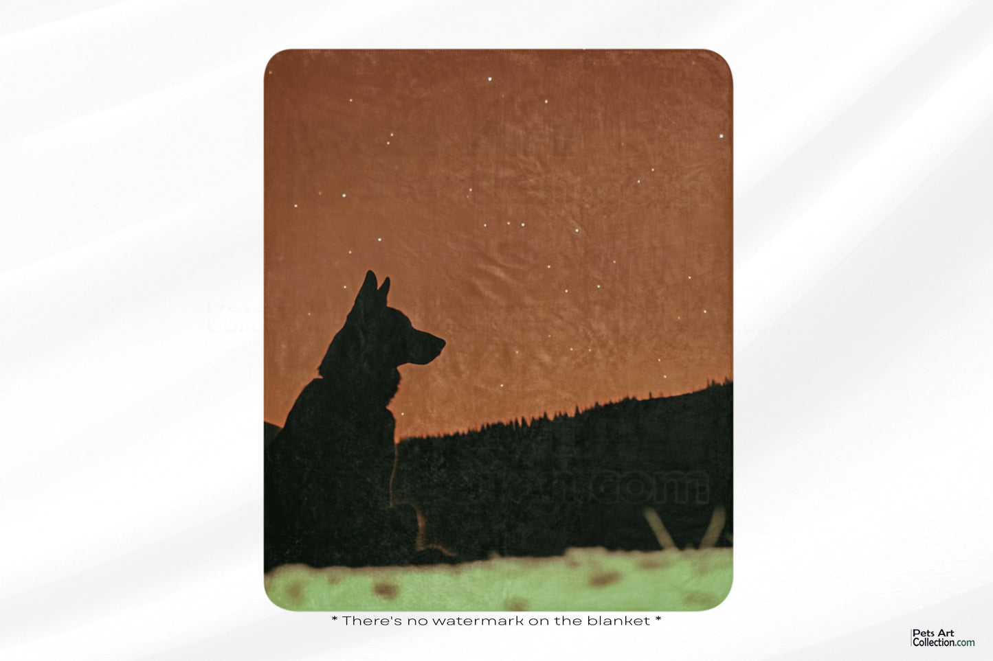 German Shepherd Blanket - Silhouette Star Gazing Design | Throw Blanket and Sherpa Blanket