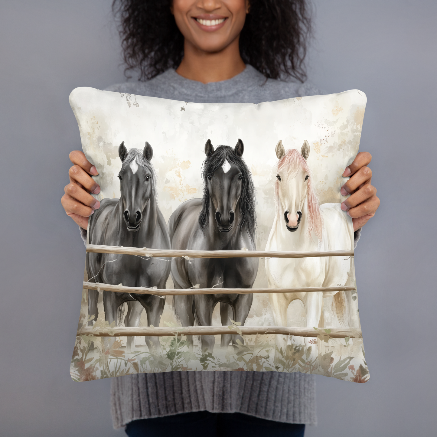 Throw Pillow - Three horses