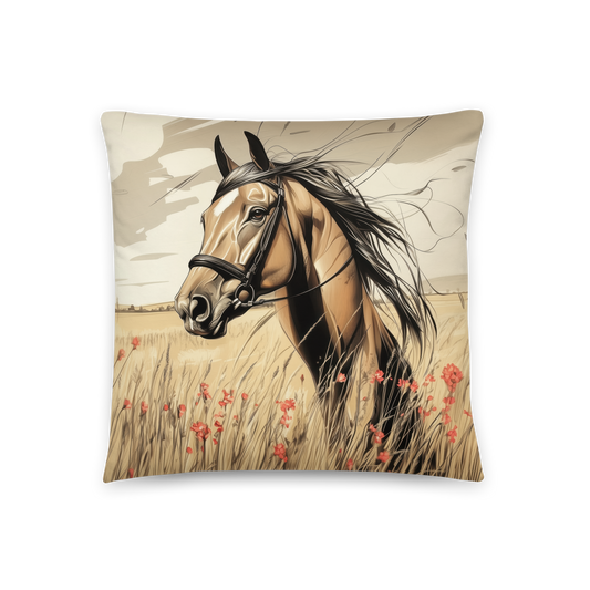Throw Pillow - Thoroughbred horse - meadow