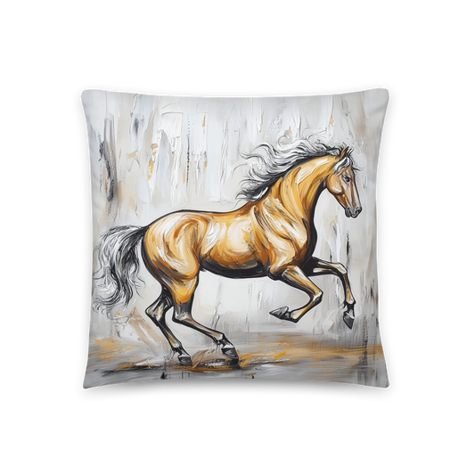 Throw Pillow - Running Golden Horse