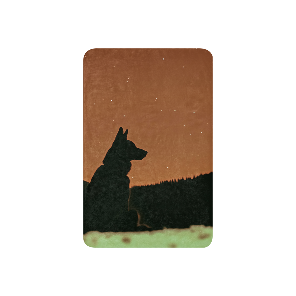 German Shepherd Blanket - Silhouette Star Gazing Design | Throw Blanket and Sherpa Blanket