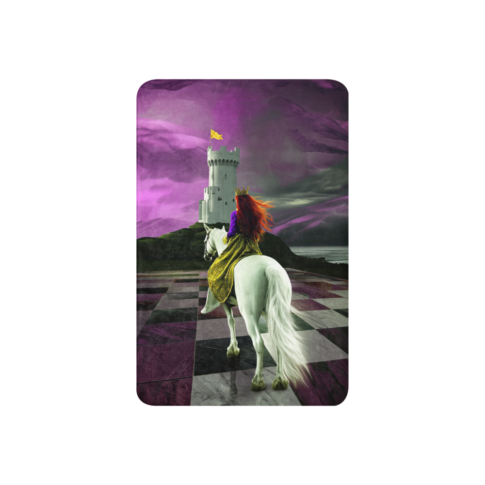 Queen riding white horse on chessboard - Sherpa Blanket | Horse art, medieval and chess enthusiast gift