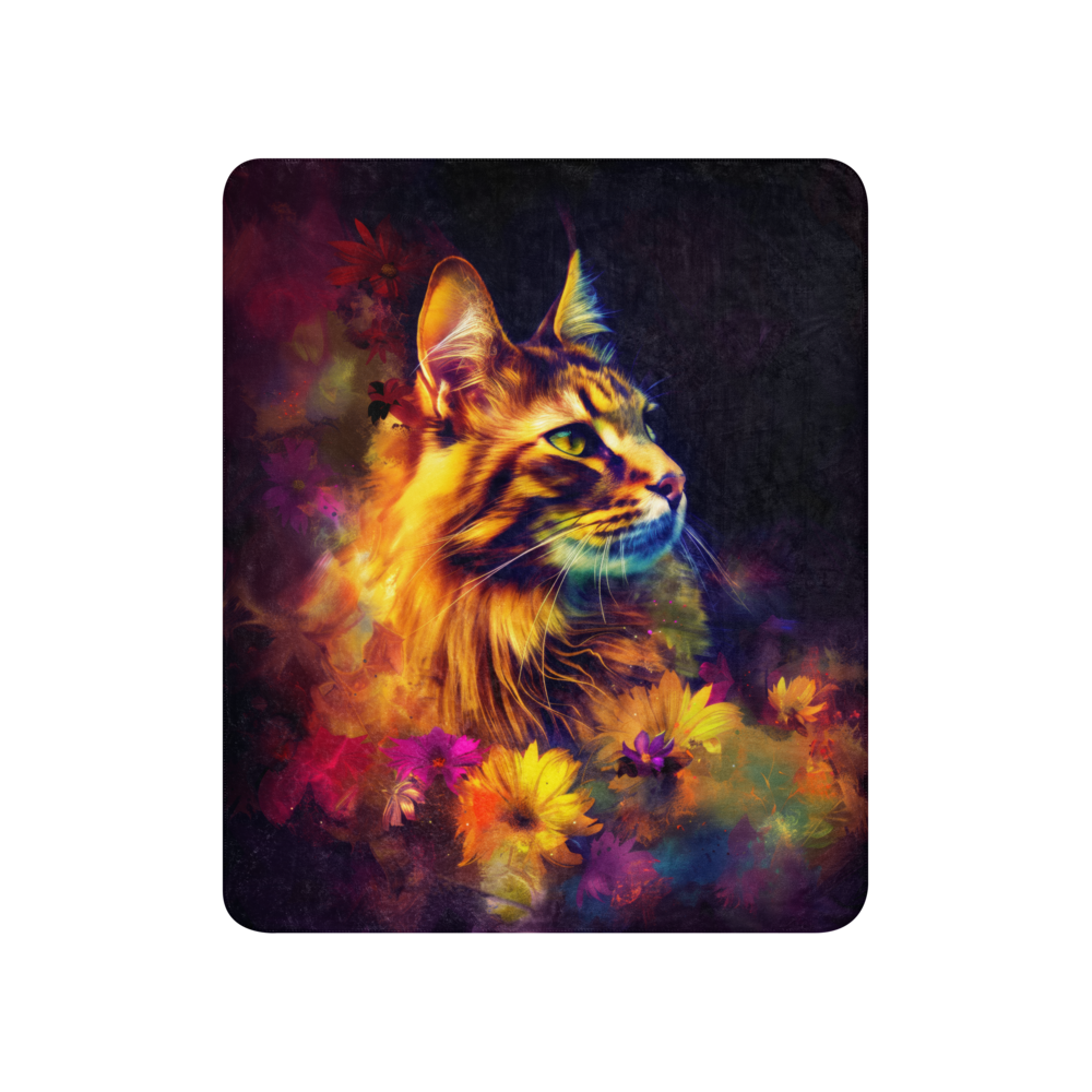 Maine Coon cat Blanket | Sherpa & Throw Blanket for Cat Art Lovers