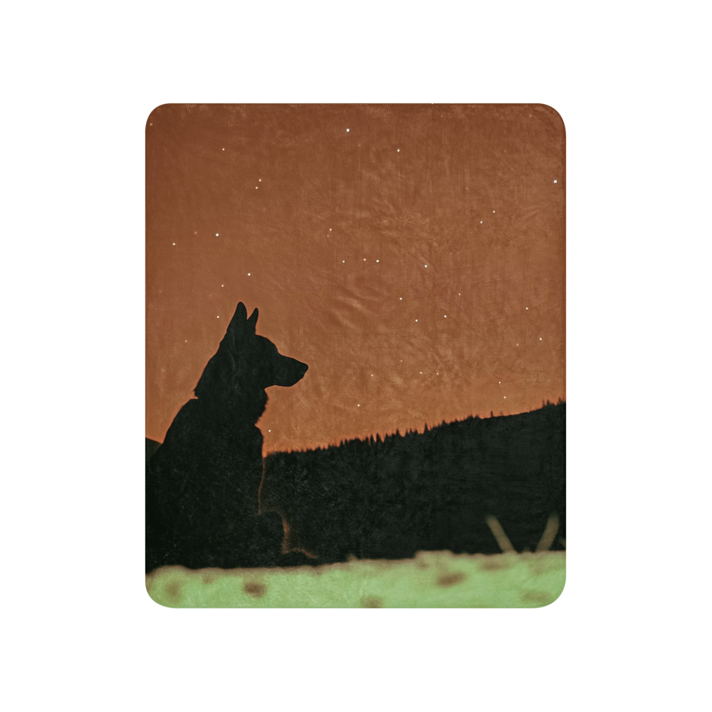 German Shepherd Blanket - Silhouette Star Gazing Design | Throw Blanket and Sherpa Blanket
