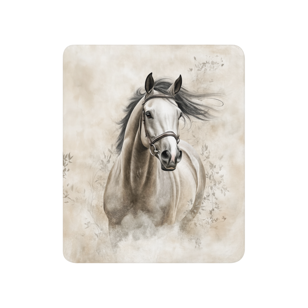 Thoroughbred Horse in the Wind Blanket - Sherpa Blanket Horse Art