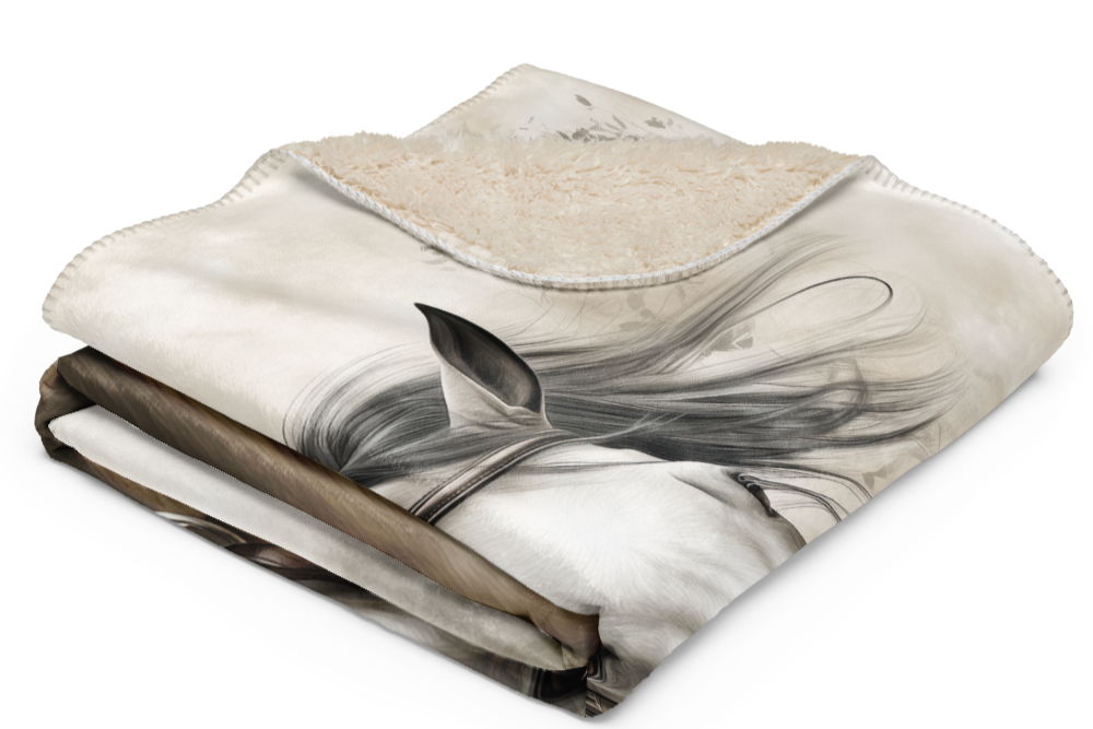 Thoroughbred Horse in the Wind Blanket - Sherpa Blanket Horse Art
