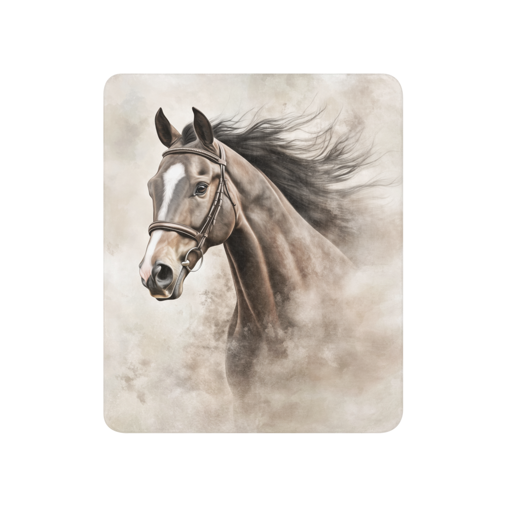 Thoroughbred Horse in the Wind - Sherpa Blanket | Horse Art