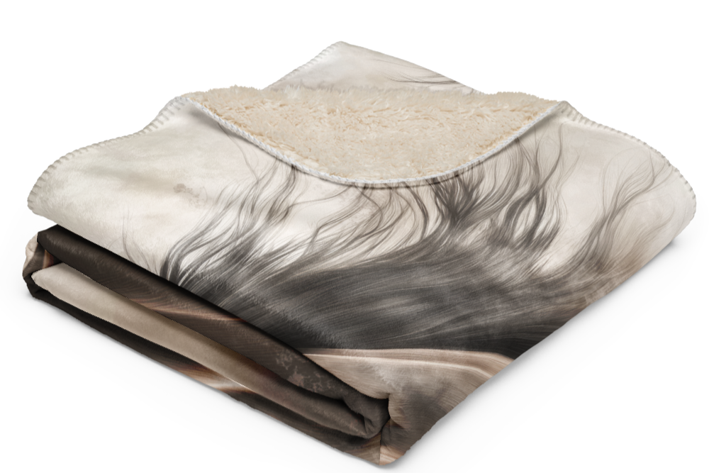 Thoroughbred Horse in the Wind - Sherpa Blanket | Horse Art