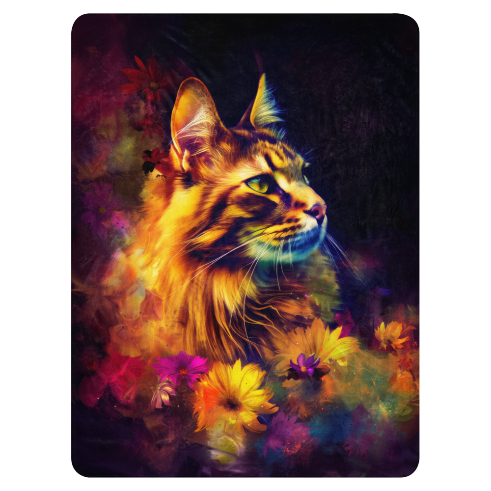 Maine Coon cat Blanket | Sherpa & Throw Blanket for Cat Art Lovers