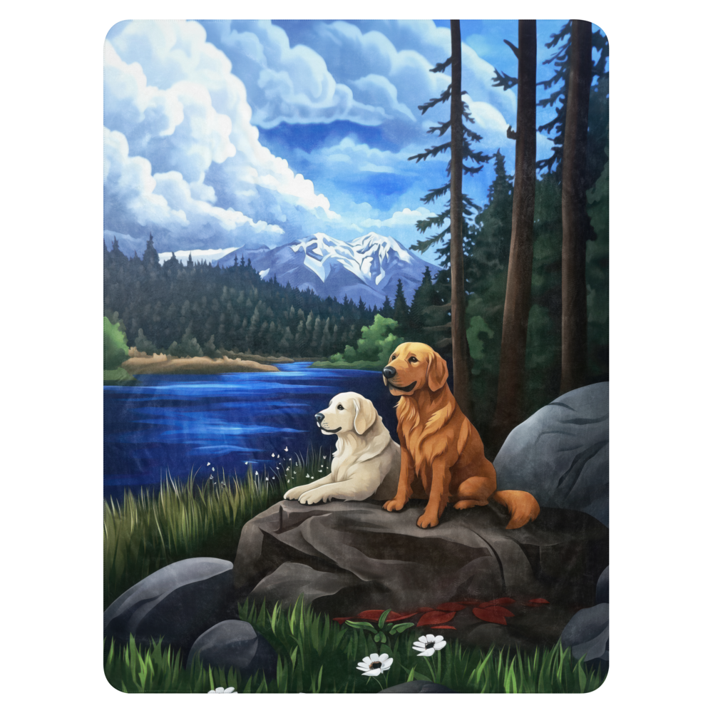 Golden Retriever Blanket | Sherpa & Throw Blanket for Dog Art Lovers