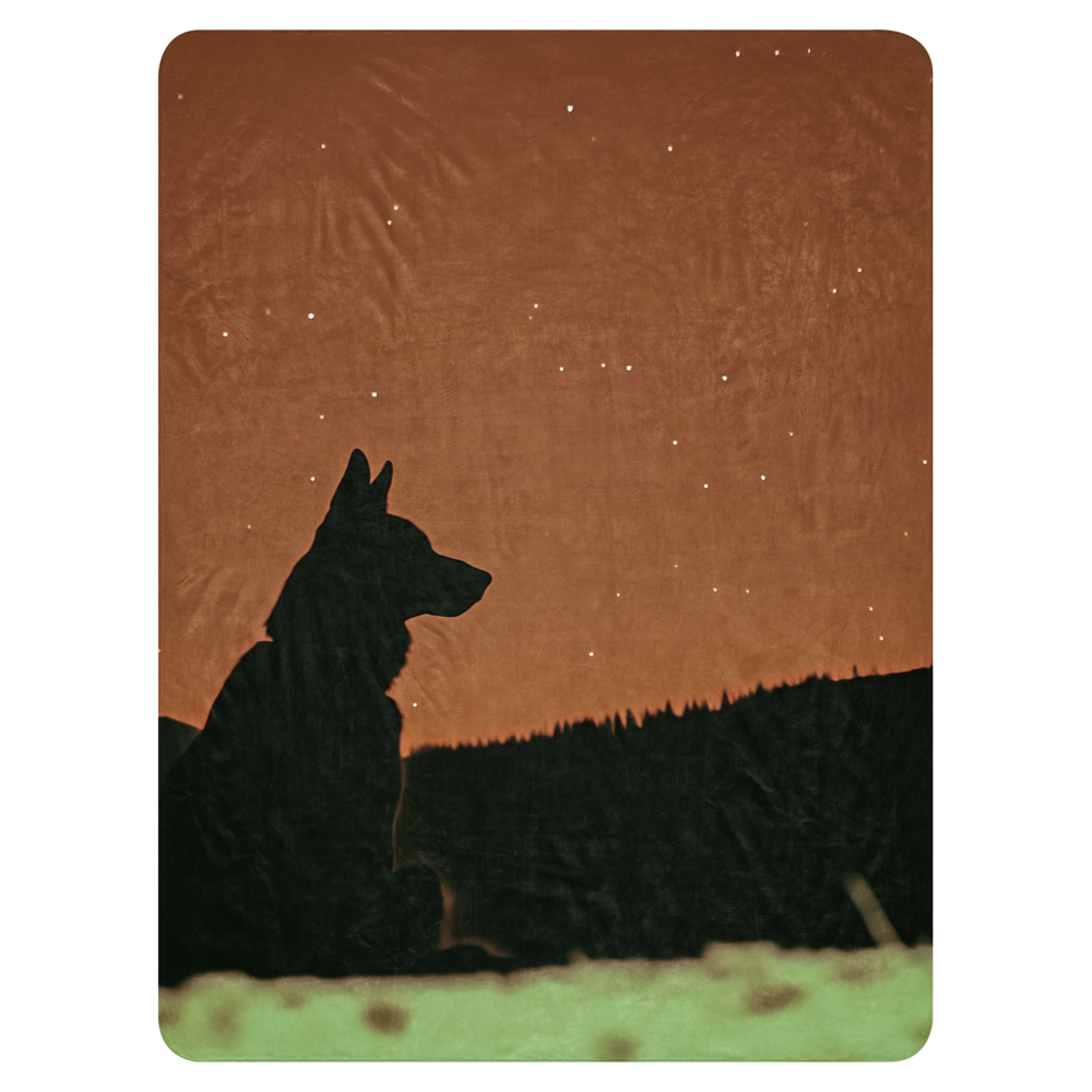 German Shepherd Blanket - Silhouette Star Gazing Design | Throw Blanket and Sherpa Blanket