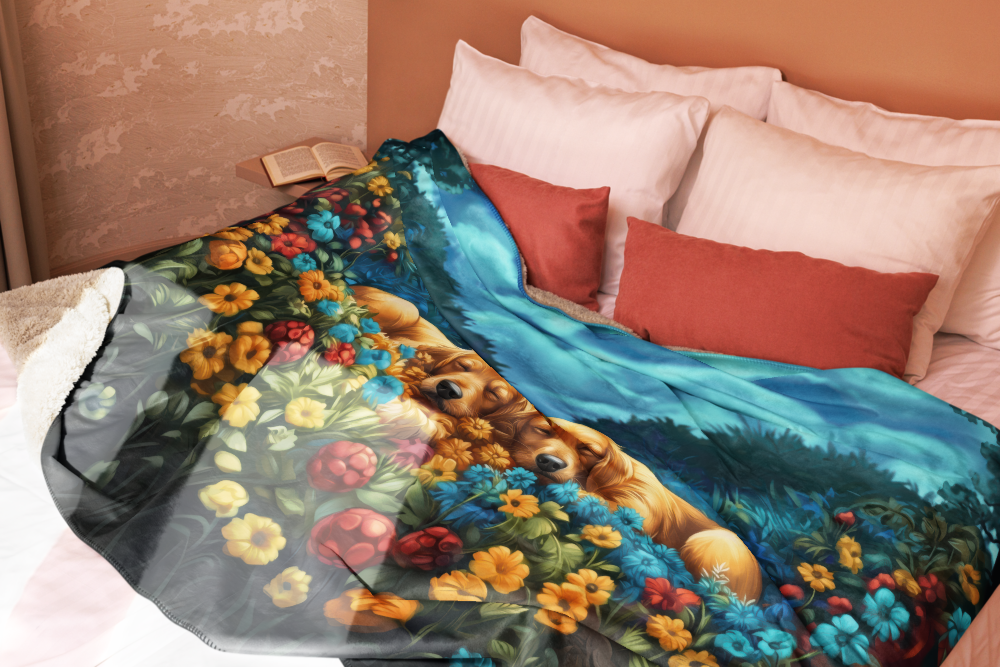 Golden Retriever Blanket | Sherpa & Throw Blanket for Dog Art Lovers