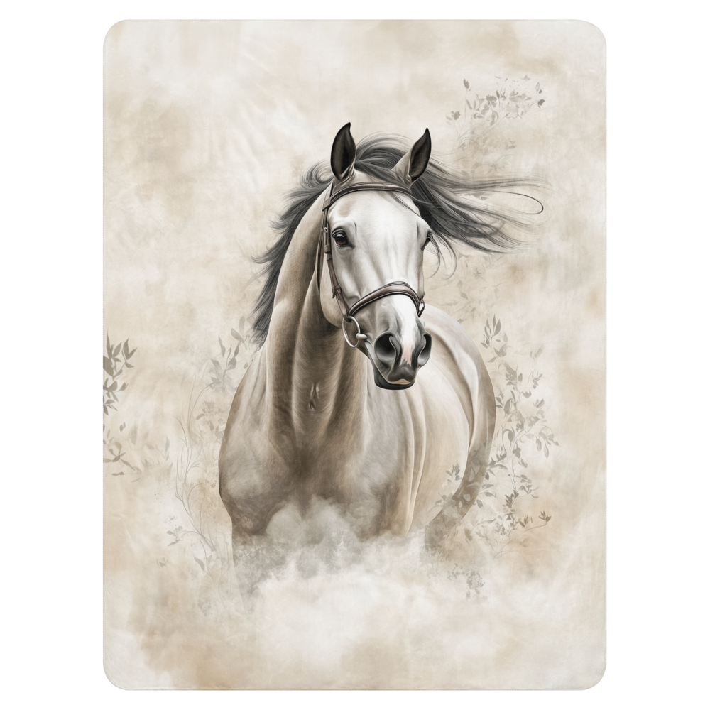 Thoroughbred Horse in the Wind Blanket - Sherpa Blanket Horse Art