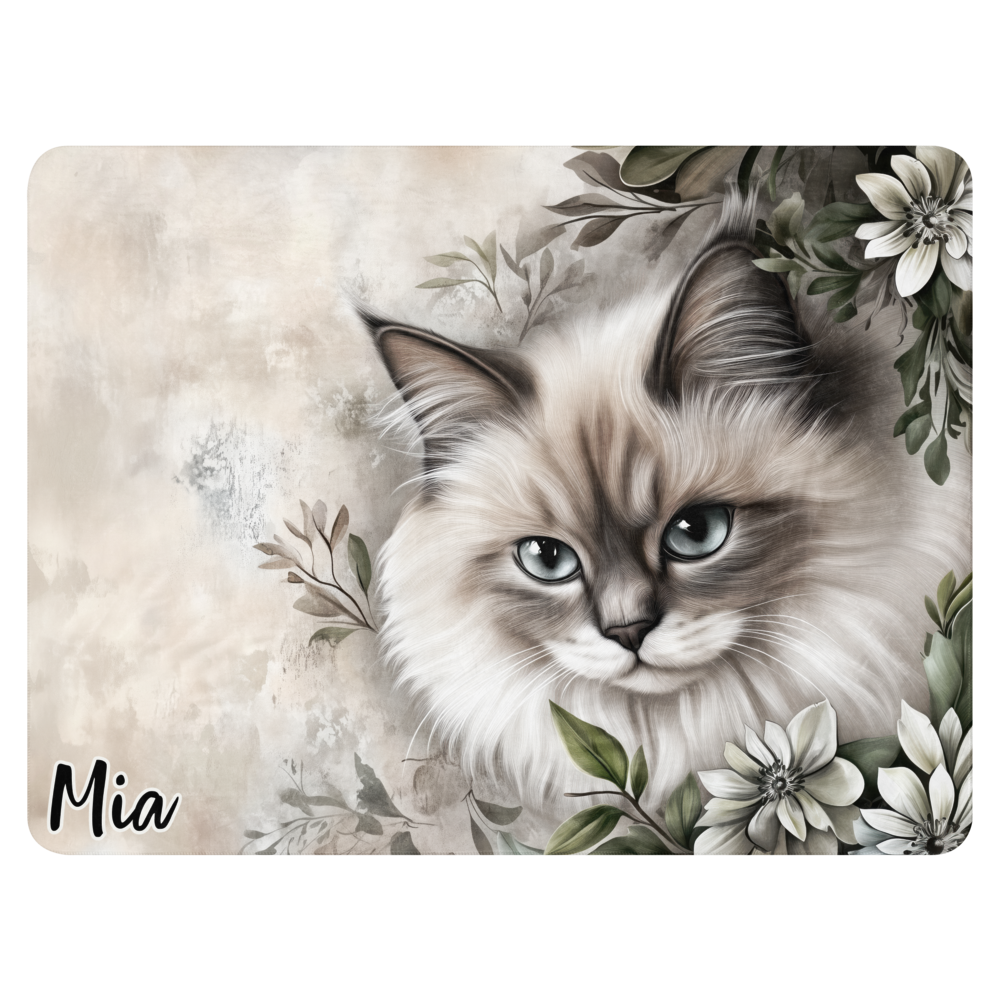 Personalizable Ragdoll cat Blanket | Sherpa & Throw Blanket for Cat Art Lovers