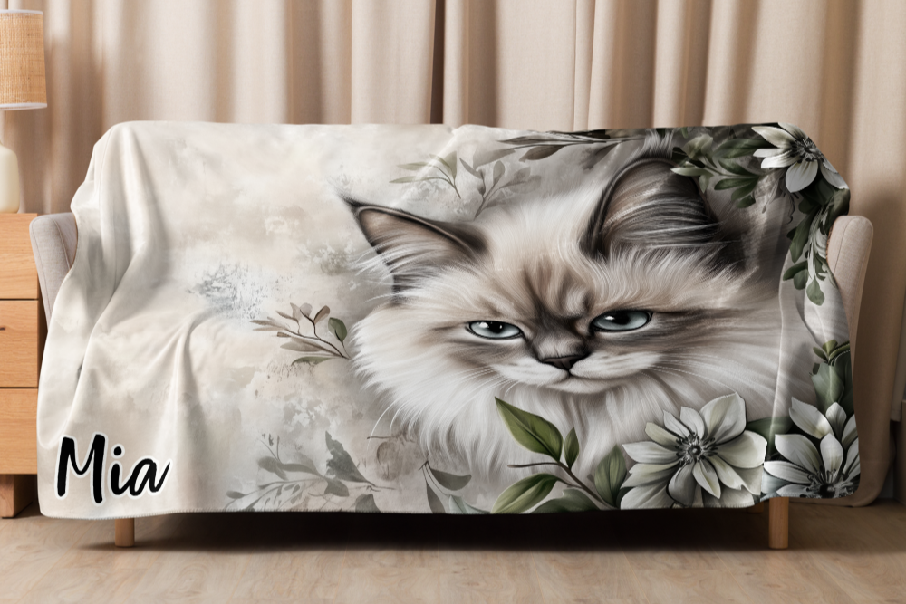 Personalizable Ragdoll cat Blanket | Sherpa & Throw Blanket for Cat Art Lovers