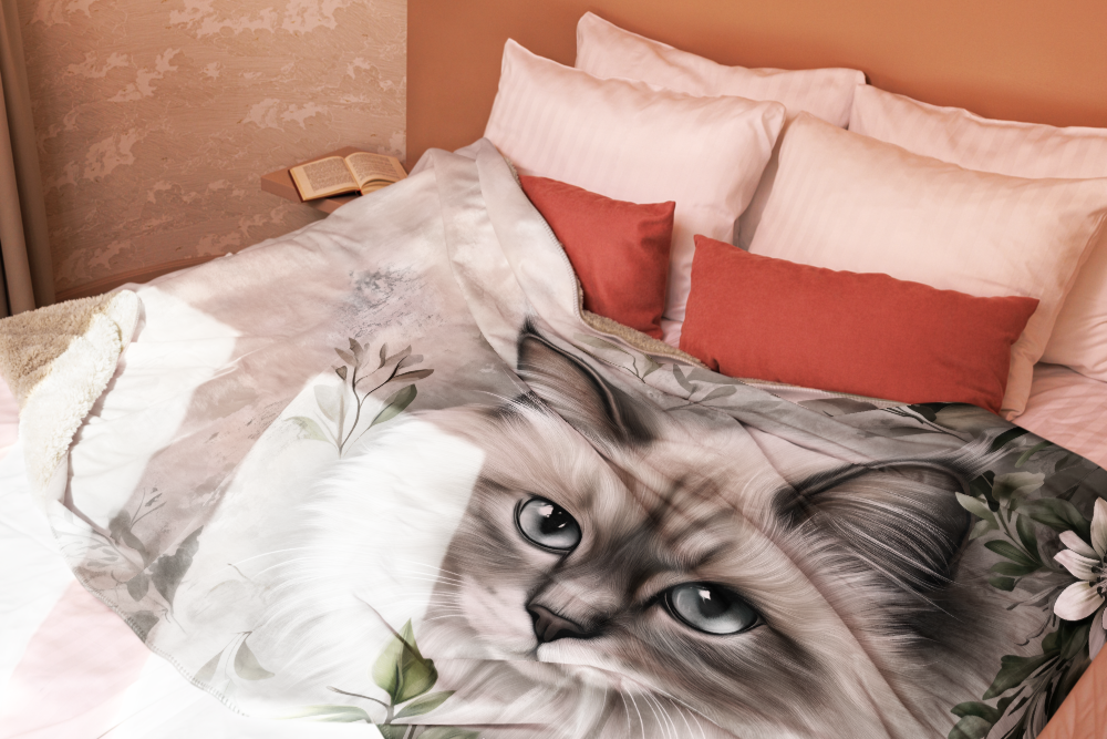 Personalizable Ragdoll cat Blanket | Sherpa & Throw Blanket for Cat Art Lovers