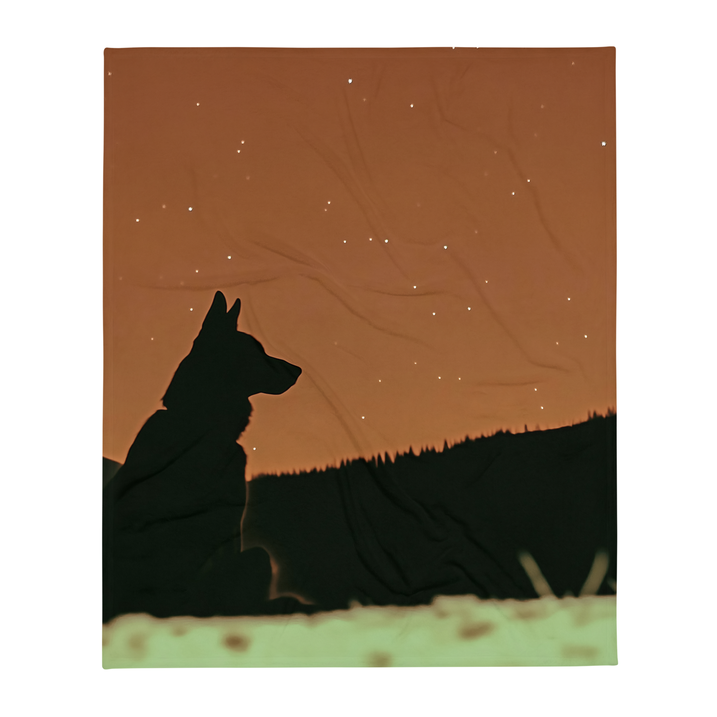 German Shepherd Blanket - Silhouette Star Gazing Design | Throw Blanket and Sherpa Blanket