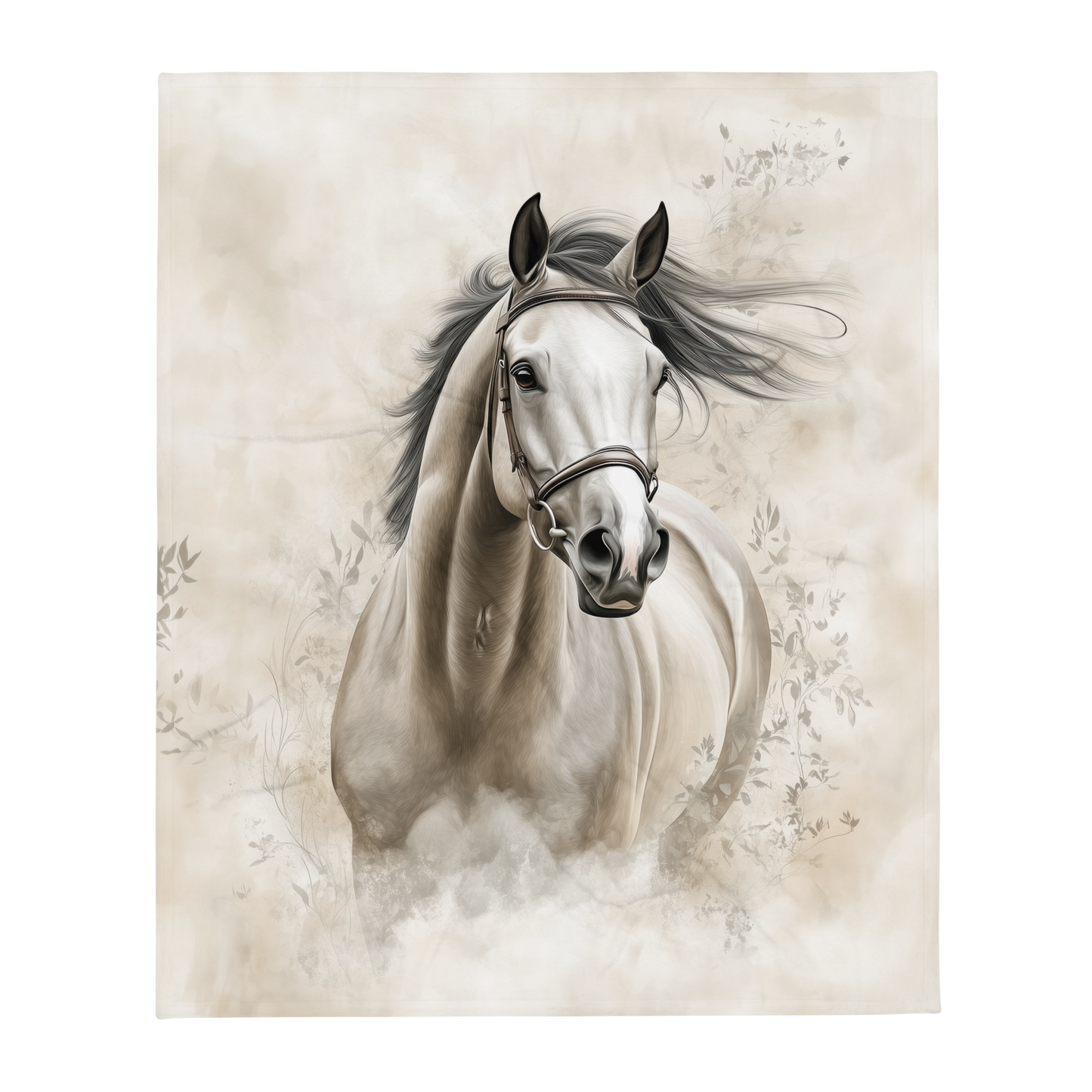 Thoroughbred Horse in the Wind Blanket - Sherpa Blanket Horse Art