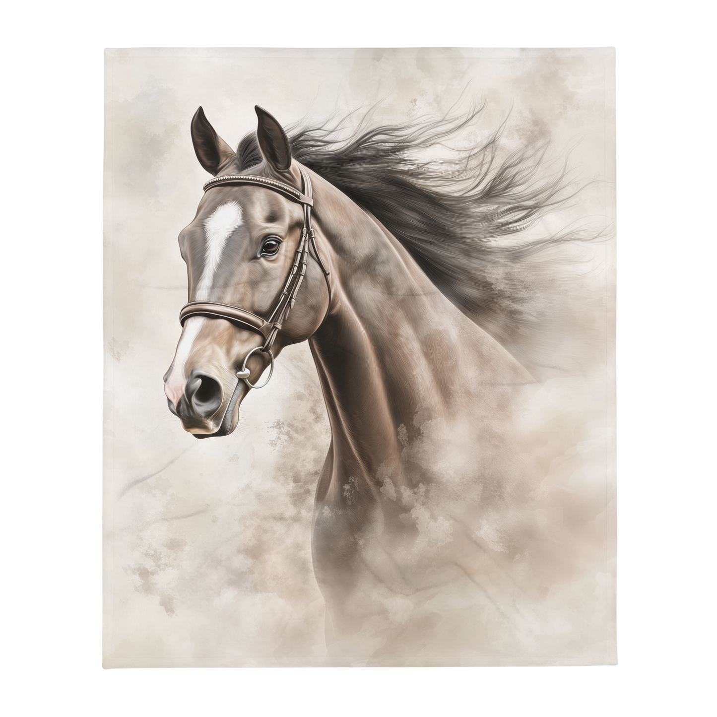 Thoroughbred Horse in the Wind - Sherpa Blanket | Horse Art