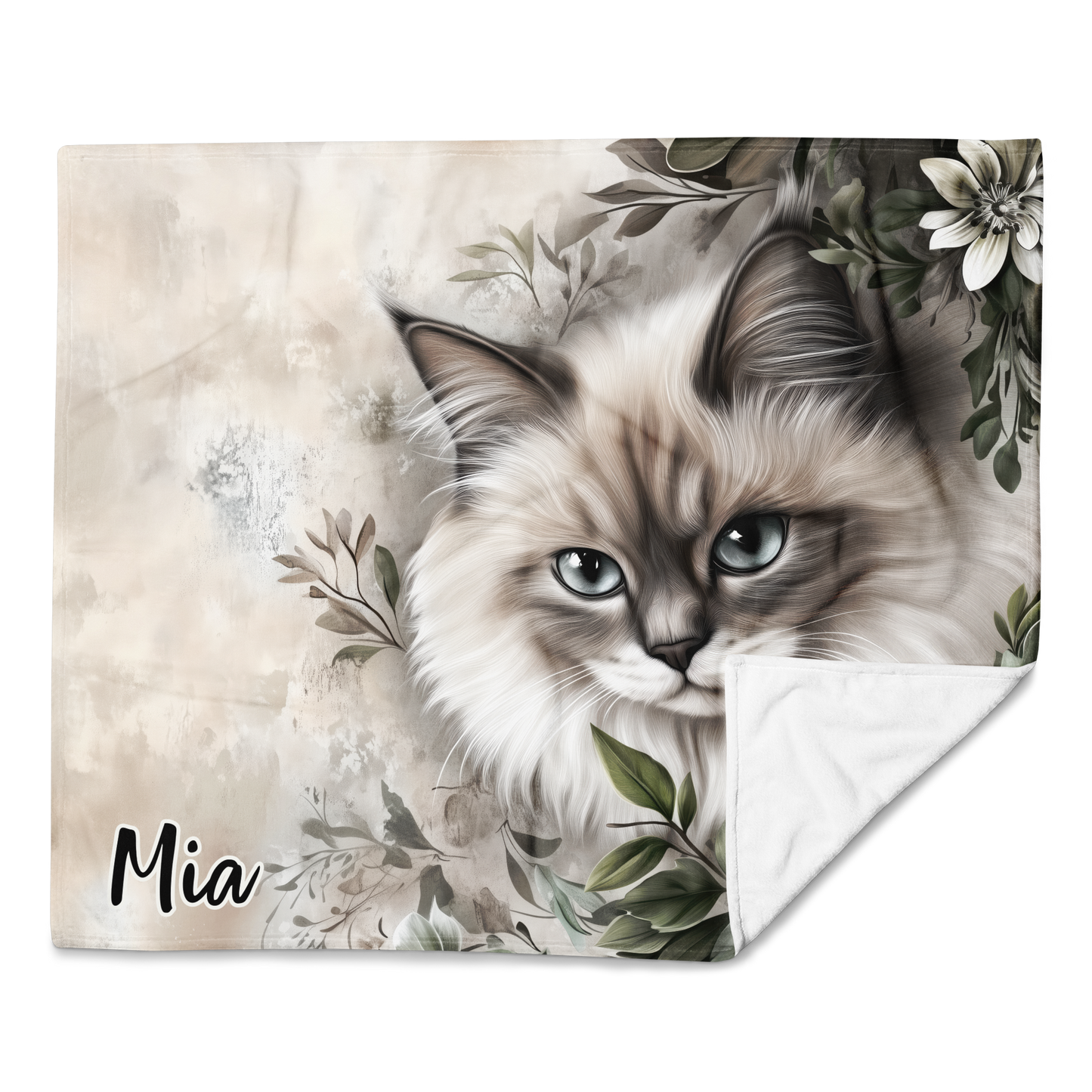 Personalizable Ragdoll cat Blanket | Sherpa & Throw Blanket for Cat Art Lovers