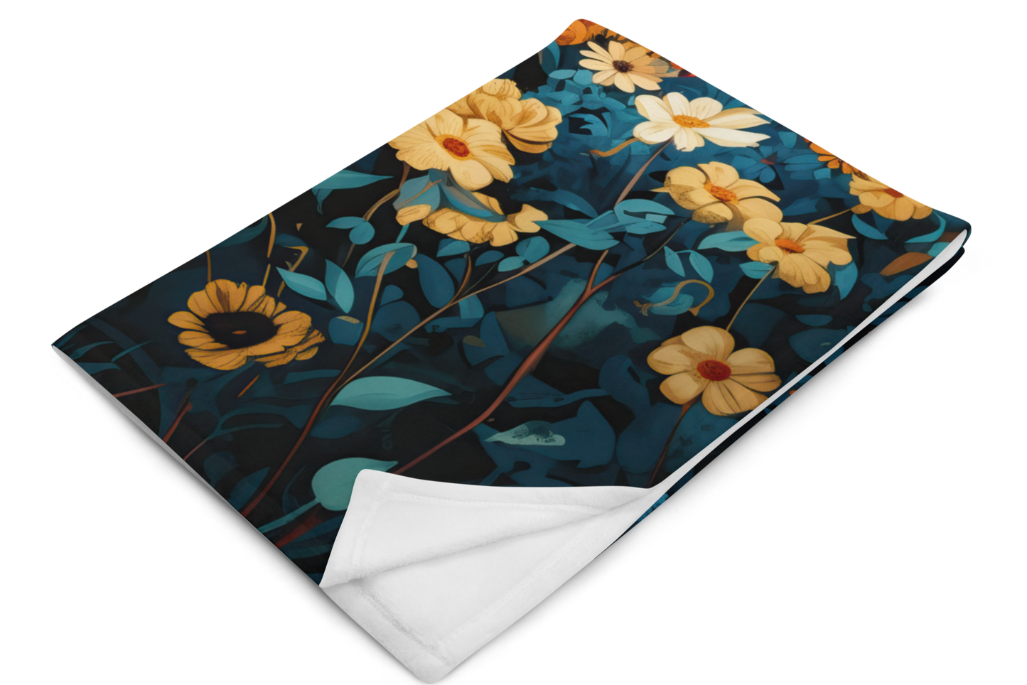 Golden Retrievers Cuddling amidst a field of Flowers | Throw Blanket - Sherpa Blanket | Dog Art