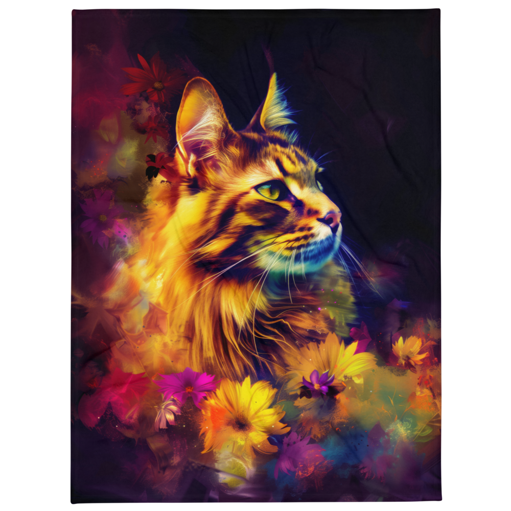 Maine Coon cat Blanket | Sherpa & Throw Blanket for Cat Art Lovers