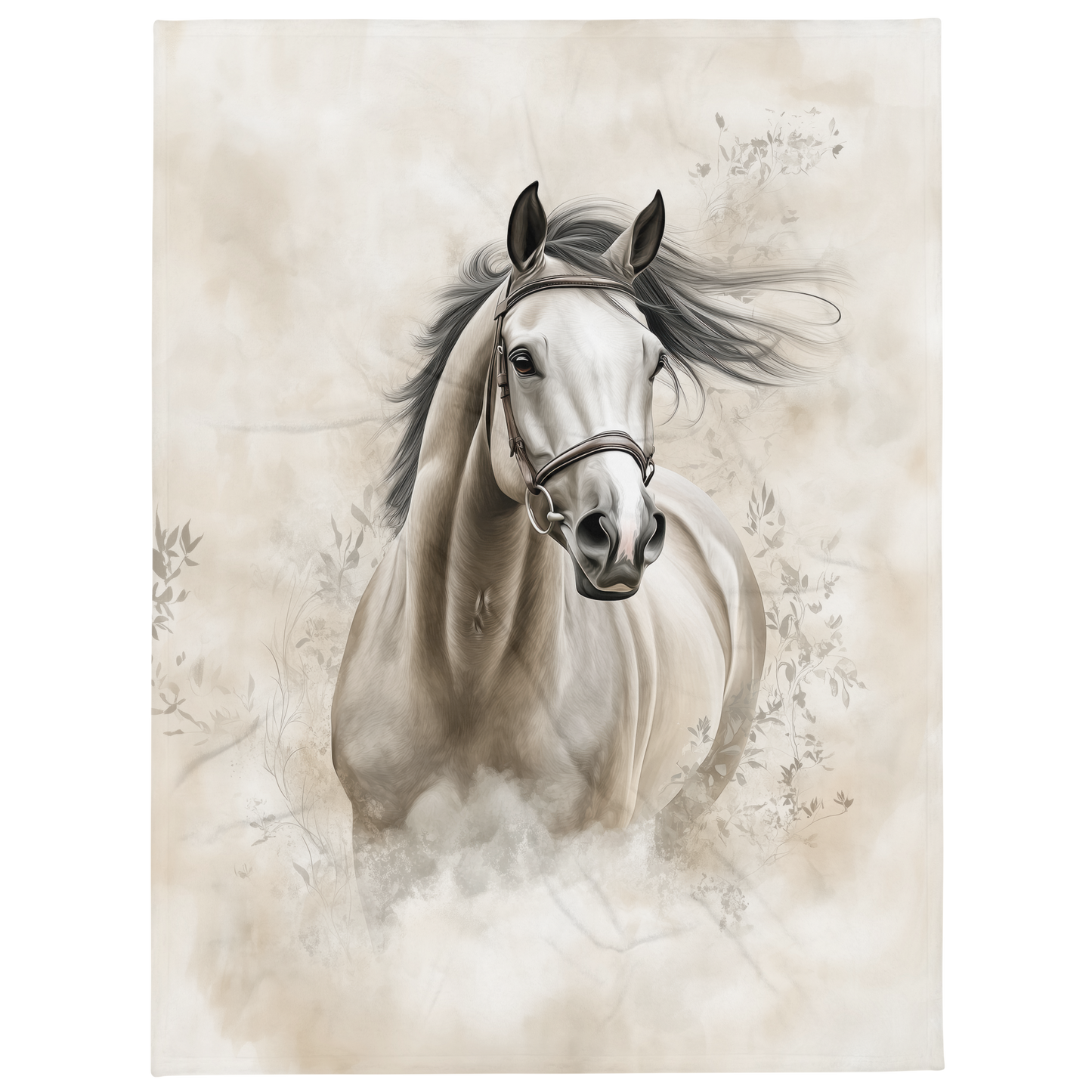 Thoroughbred Horse in the Wind Blanket - Sherpa Blanket Horse Art