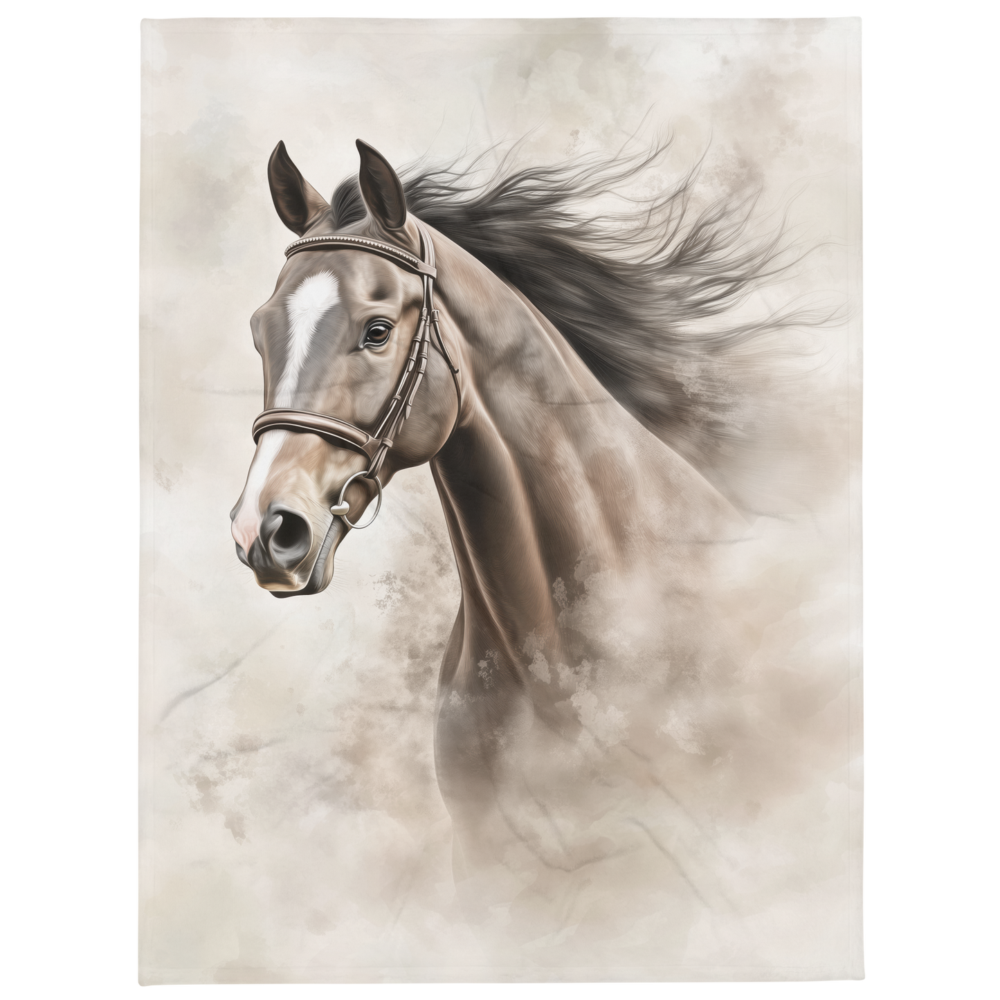 Thoroughbred Horse in the Wind - Sherpa Blanket | Horse Art