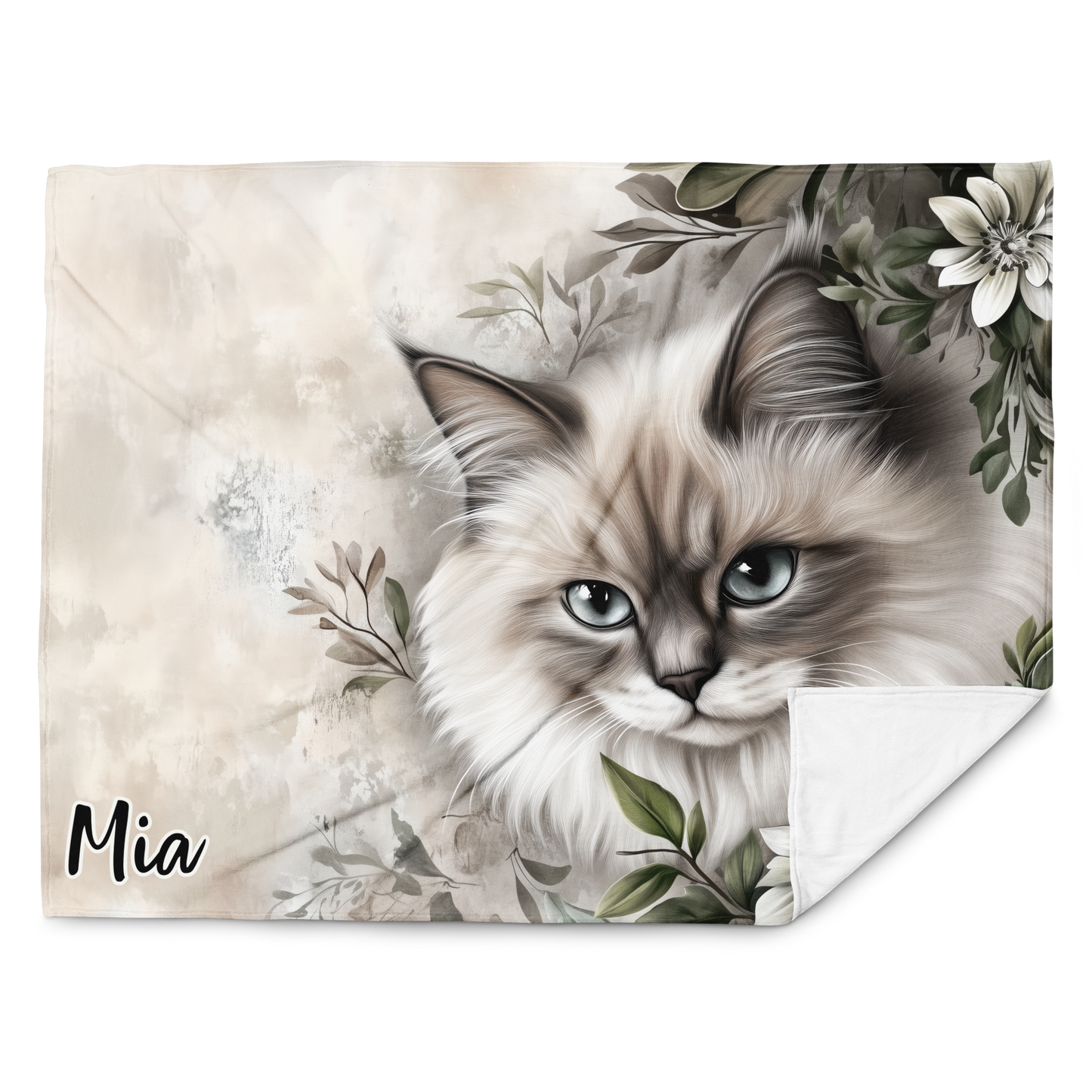 Personalizable Ragdoll cat Blanket | Sherpa & Throw Blanket for Cat Art Lovers