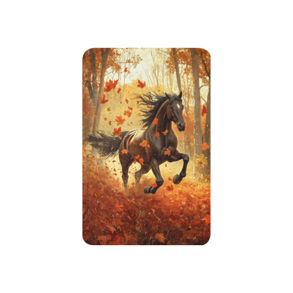Blanket Black Horse Galloping - Autumn foliage colors