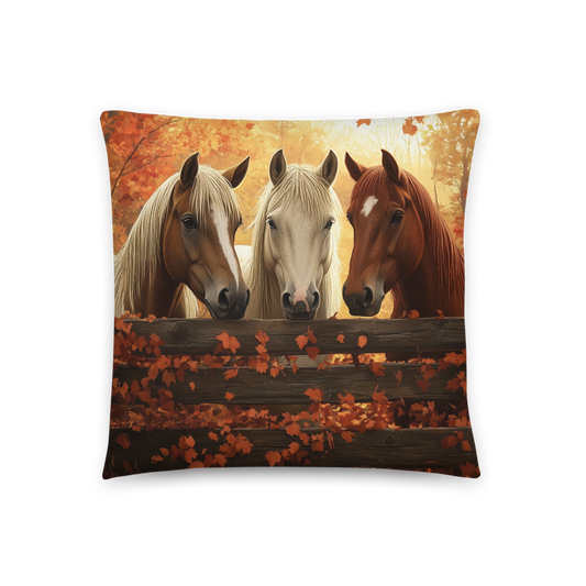 Throw Pillow - Three Majestic Autumn Horses