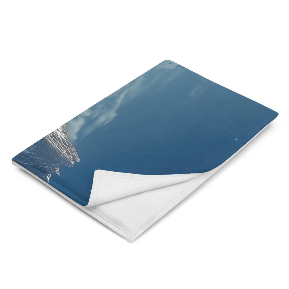 Personalized Throw Blanket - TRex Dinosaur illustration in Fantasy Mountain lake