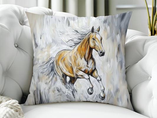 Throw Pillow - Galloping Quarter Horse