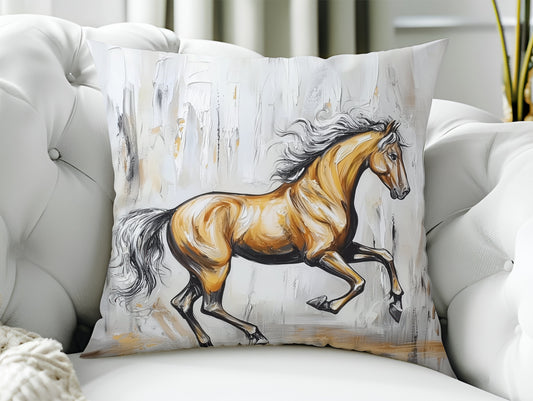 Throw Pillow - Running Golden Horse