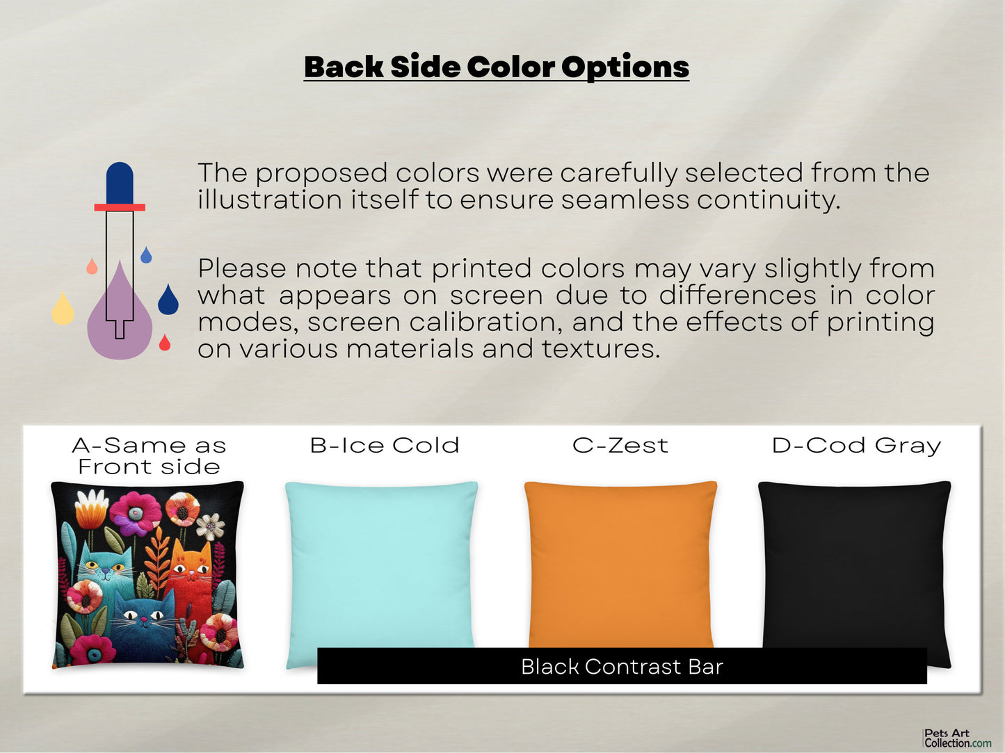 Throw Pillow - Colorful Cats and Flowers - Boho decor