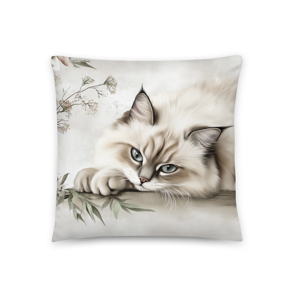 Throw Pillow - Elegant Fluffy Ragdoll Cat