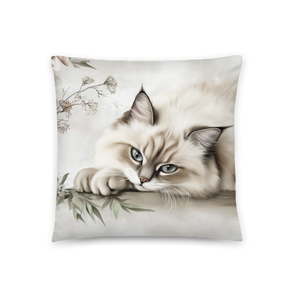 Throw Pillow - Elegant Fluffy Ragdoll Cat