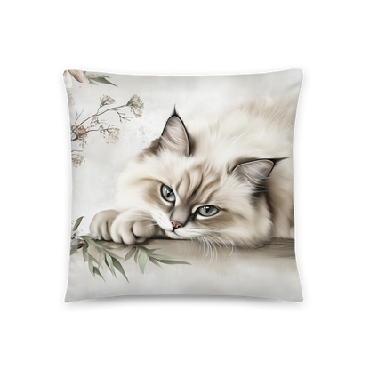 Throw Pillow - Elegant Fluffy Ragdoll Cat