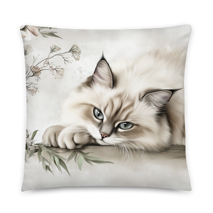 Throw Pillow - Elegant Fluffy Ragdoll Cat