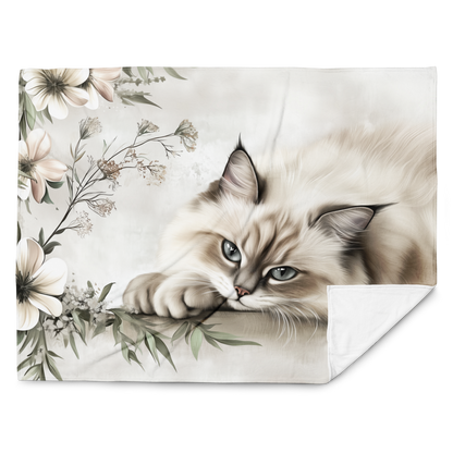 Personalized Throw Blanket - Elegant Fluffy Ragdoll Cat