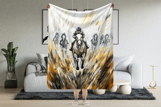 Thoroughbred Horse Racing Blanket - Sherpa Blanket Horse Art