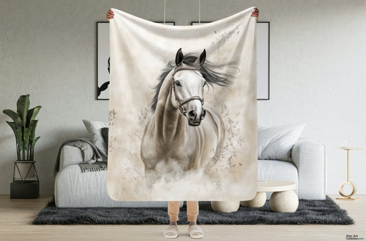 Thoroughbred Horse in the Wind Blanket - Sherpa Blanket Horse Art