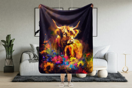 Highland cow Blanket | Sherpa & Throw Blanket for Highland cow Art Lovers